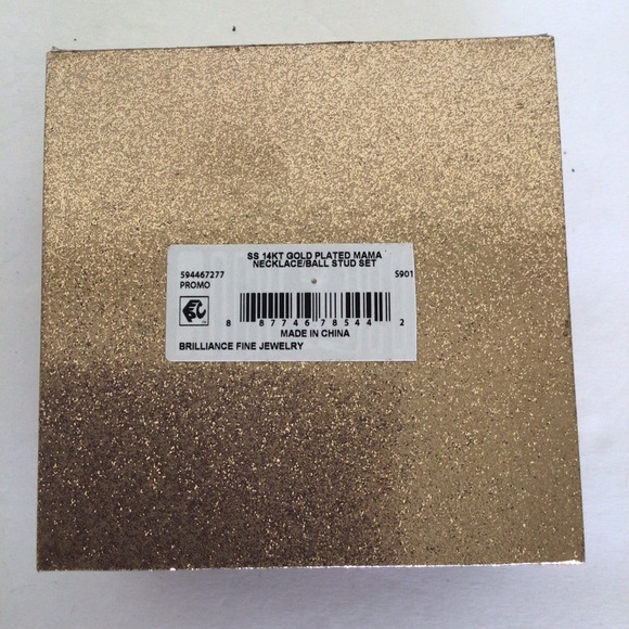 BRILLIANCE 14K GOLD PLATED STERLING SILVER MAMA NECKLACE & EARRING SET NWT - Picture 7 of 7